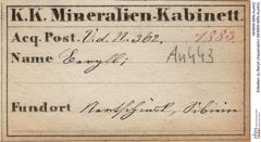 Etiketten zu Beryll (Aquamarin) (NHMW-MIN-Au443)